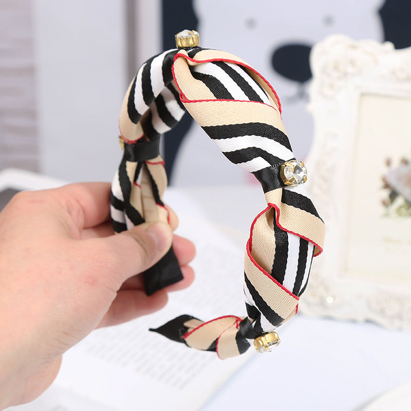 Wholesale Ribbon Inlaid Crystal Fabric Headband